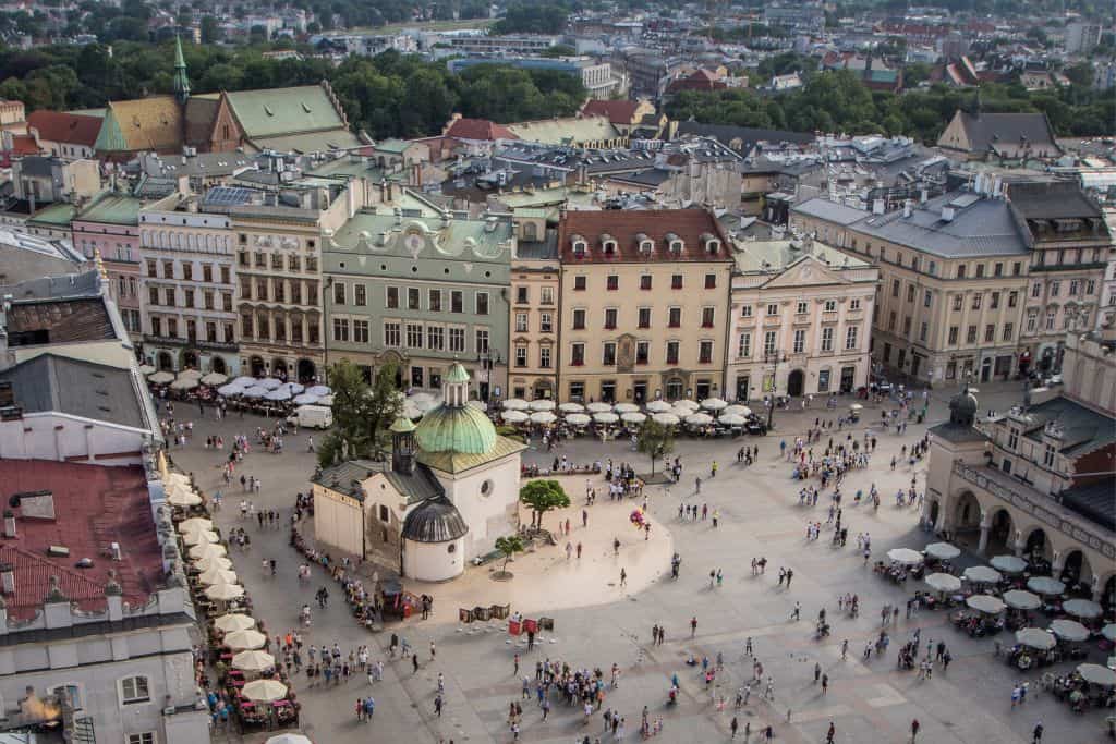 2 Days in Krakow The center of the Stare Miasto, Rynek Glowny, in Krakow.