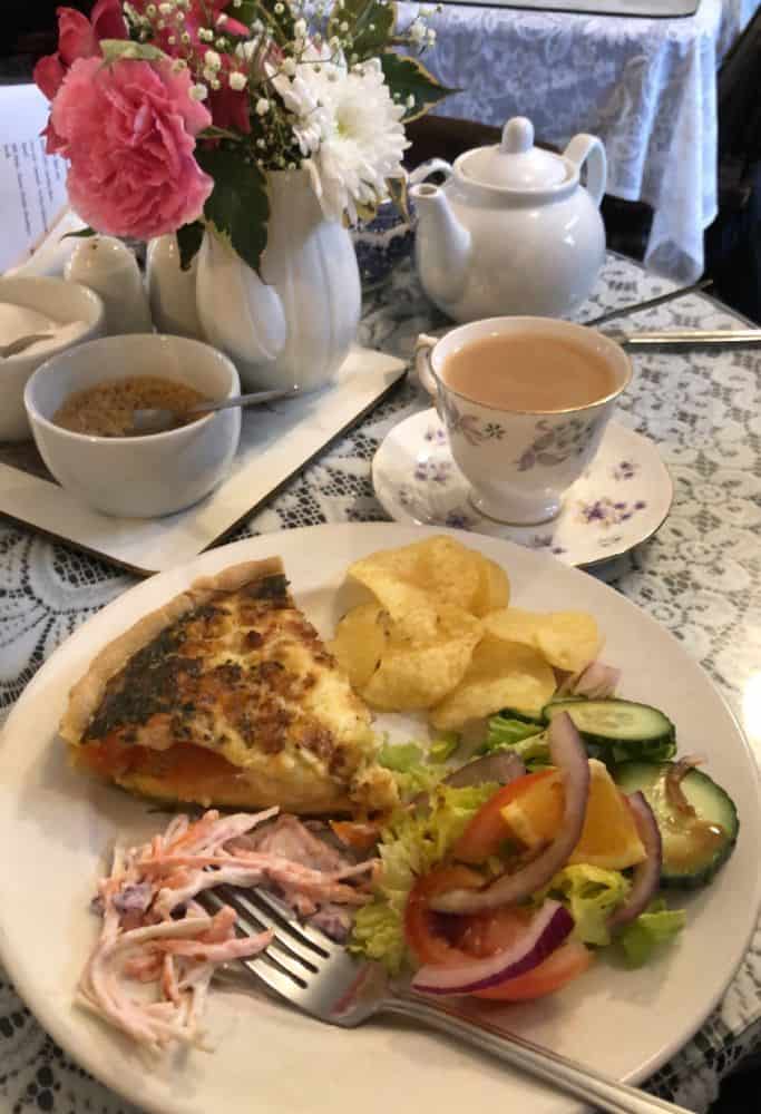 Afternoon tea as served at a popular teahouse in Edinburgh.